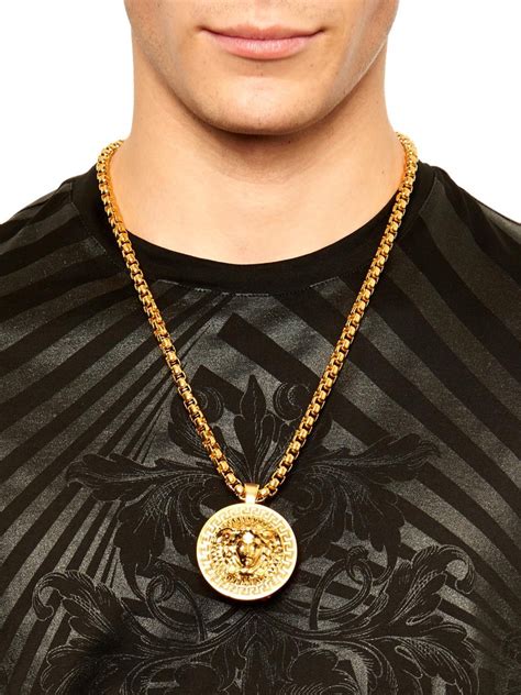 versace gold necklace men's|Versace medusa necklace men's.